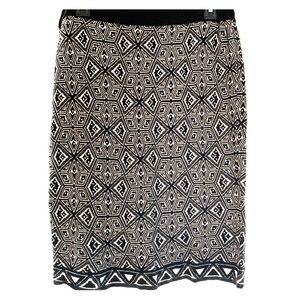Bohemian Print Black and White Pencil Skirt